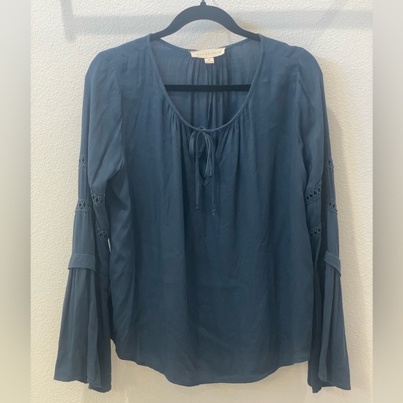 lovestitch Tops - Lovestitch - Navy Blue Long Sleeve Boho Top